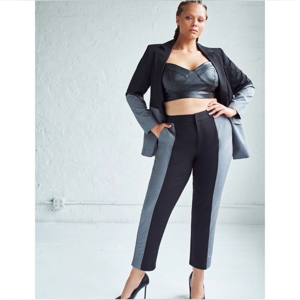Eloquii Two Tone Colorblock Black Gray Suit Jacket Blazer Modern Plus Size 22 - Picture 5 of 9